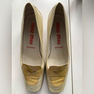 Miu Miu woman cream shiny woman loafers